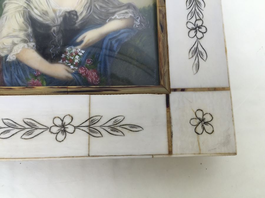 Antique 1871 Miniature Hand Painted Portrait Of Elisabeth Philippine Marie Hélène de France Signed Granza? [Photo 12]