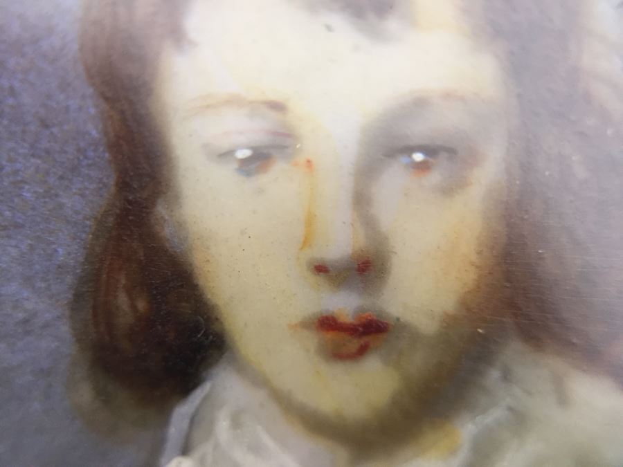 Antique Miniature Hand Painted Portrait Blue Boy (Jonathan Buttall) Signed Gainsborough [Photo 19]