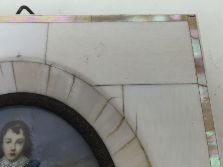 Antique Miniature Hand Painted Portrait Blue Boy (Jonathan Buttall) Signed Gainsborough [Photo 13]