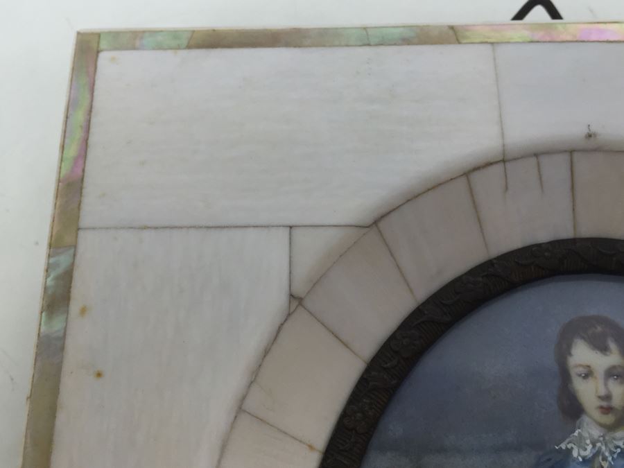 Antique Miniature Hand Painted Portrait Blue Boy (Jonathan Buttall) Signed Gainsborough [Photo 14]