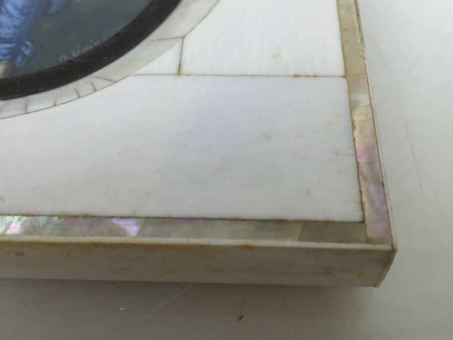 Antique Miniature Hand Painted Portrait Blue Boy (Jonathan Buttall) Signed Gainsborough [Photo 10]