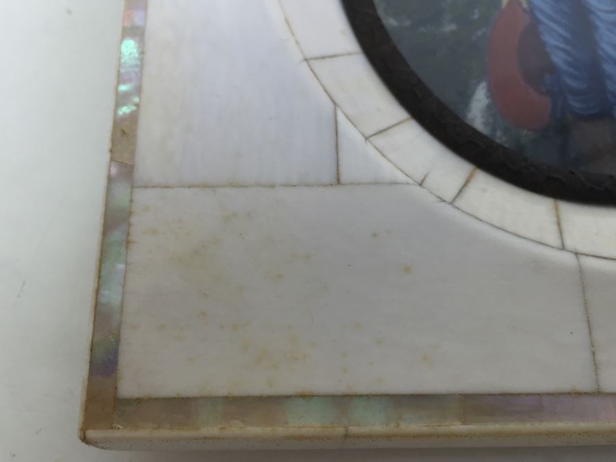 Antique Miniature Hand Painted Portrait Blue Boy (Jonathan Buttall) Signed Gainsborough [Photo 15]