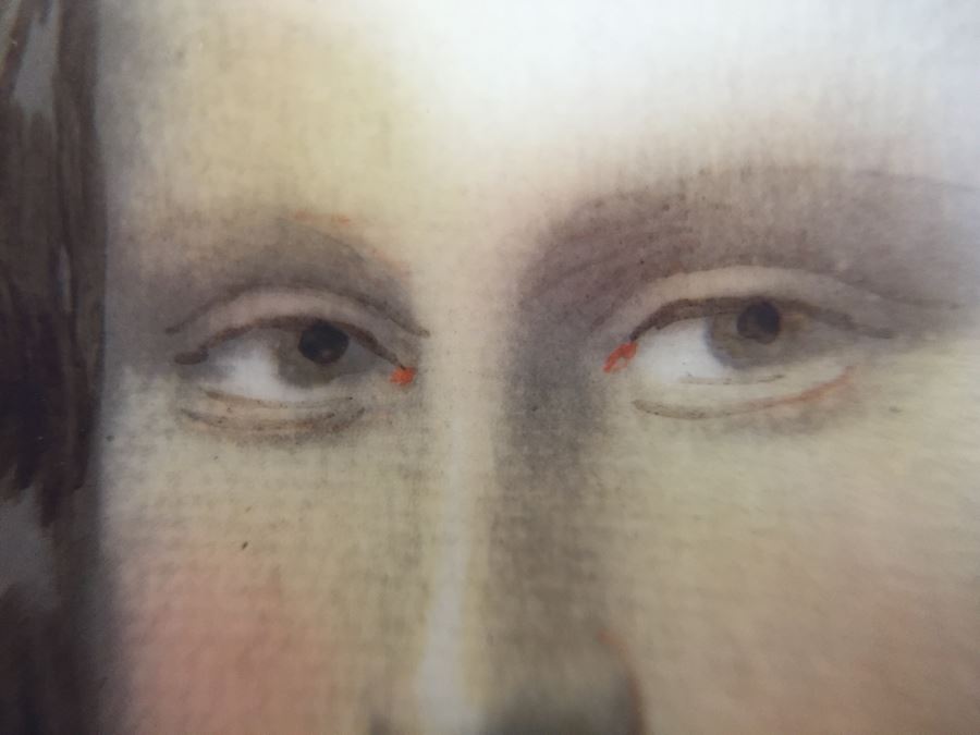 Antique Miniature Hand Painted Portrait Of Mona Lisa Signed By Artist [Photo 19]
