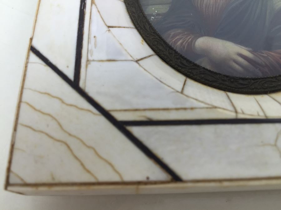 Antique Miniature Hand Painted Portrait Of Mona Lisa Signed By Artist [Photo 10]