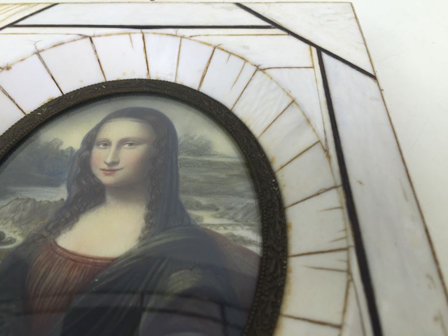 Antique Miniature Hand Painted Portrait Of Mona Lisa Signed By Artist [Photo 18]