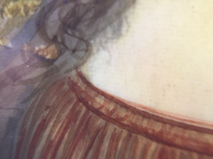 Antique Miniature Hand Painted Portrait Of Mona Lisa Signed By Artist [Photo 23]