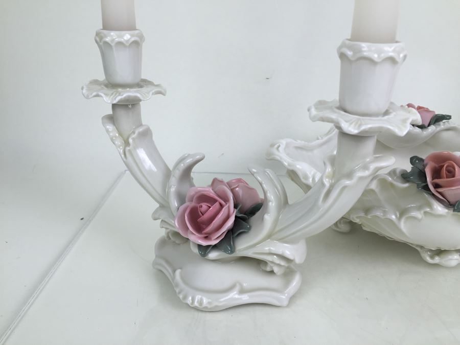 Karl ENS Volksted Porcelain Centerpiece Set Of 2 Candleholders And Floral Bowl [Photo 14]