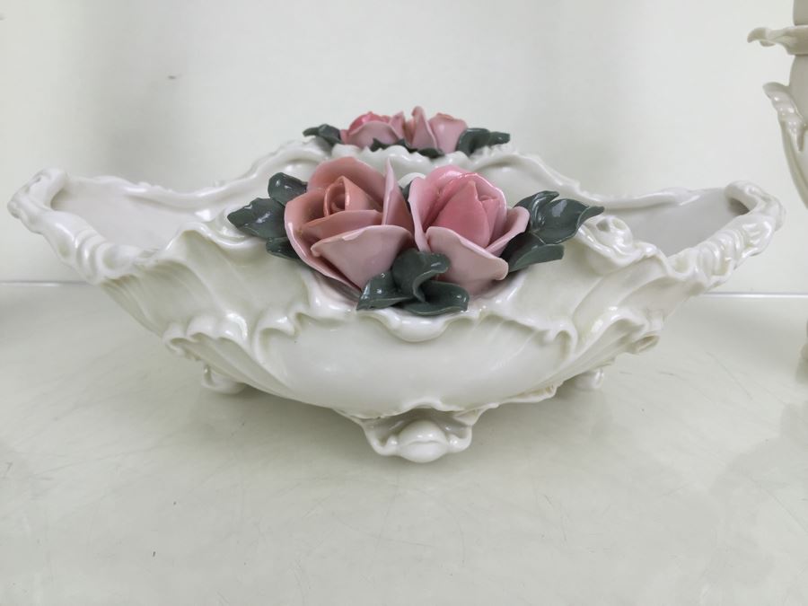 Karl ENS Volksted Porcelain Centerpiece Set Of 2 Candleholders And Floral Bowl [Photo 2]