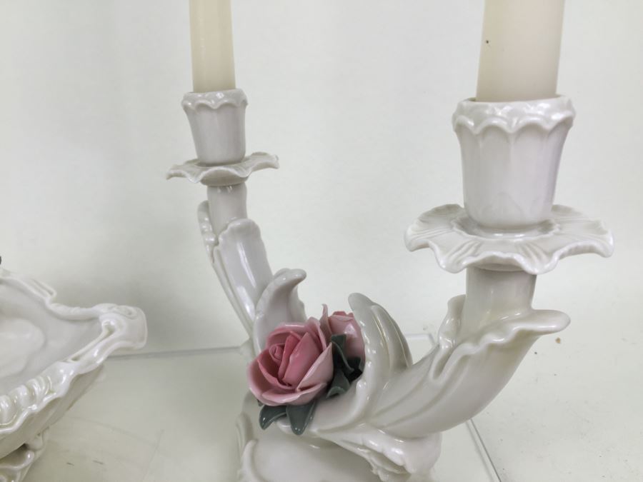Karl ENS Volksted Porcelain Centerpiece Set Of 2 Candleholders And Floral Bowl [Photo 11]