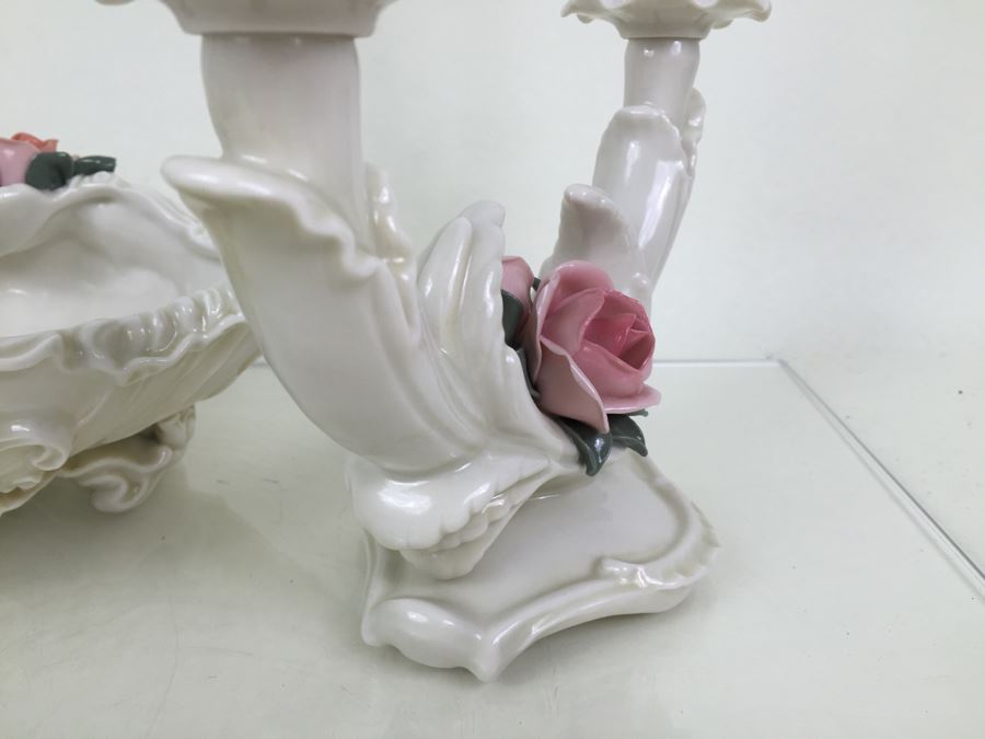 Karl ENS Volksted Porcelain Centerpiece Set Of 2 Candleholders And Floral Bowl [Photo 12]