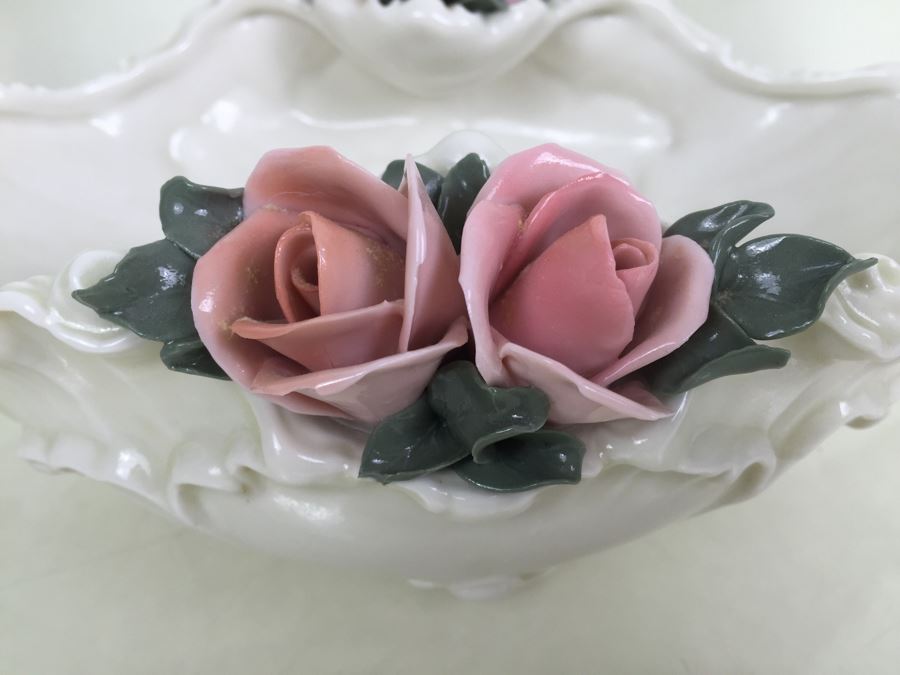 Karl ENS Volksted Porcelain Centerpiece Set Of 2 Candleholders And Floral Bowl [Photo 6]