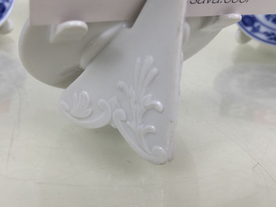 Set Of 6 Meissen Porcelain Blue And White Place Card Holders For Events Weddings [Photo 9]