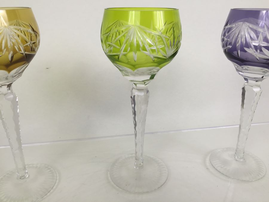Set Of 6 Colored Cut Crystal Stemware [Photo 10]