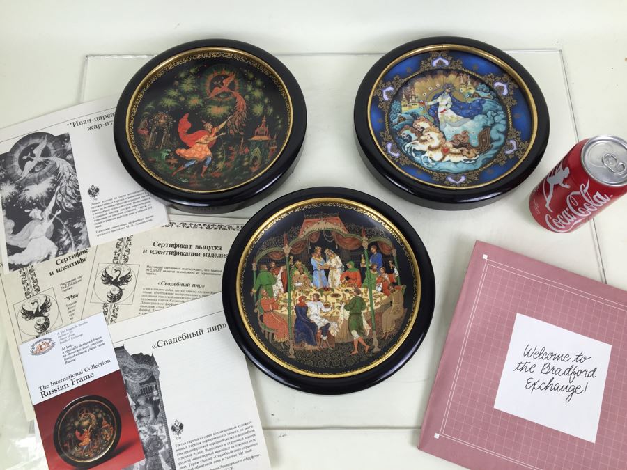 Set Of 3 Limited Edition Bradford Exchange Russian Plates With Frames For Wall Display [Photo 1]