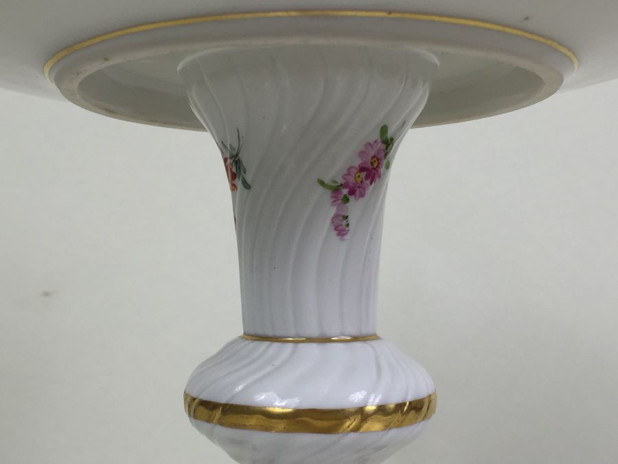 Stunning Vintage Meissen Porcelain Reticulated Compote Germany Gilt With Floral Motif [Photo 16]