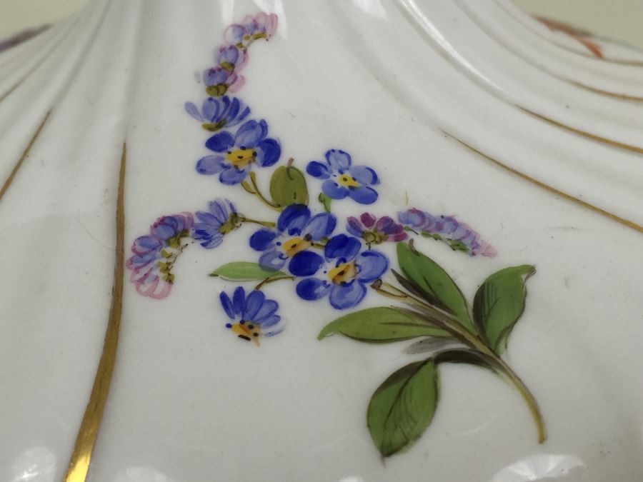 Stunning Vintage Meissen Porcelain Reticulated Compote Germany Gilt With Floral Motif [Photo 21]