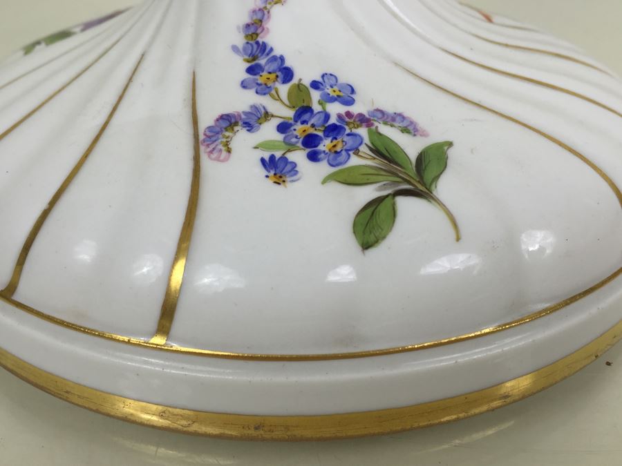 Stunning Vintage Meissen Porcelain Reticulated Compote Germany Gilt With Floral Motif [Photo 20]