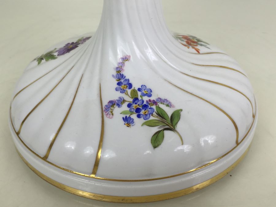 Stunning Vintage Meissen Porcelain Reticulated Compote Germany Gilt With Floral Motif [Photo 19]