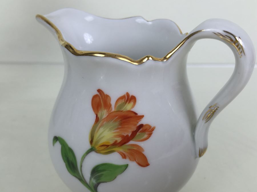 Nice Vintage Meissen Coffee Tea Service With Teapot, Creamer Bowl And 6 Meissen Cups With Saucers Germany Hand Painted Floral Motif [Photo 38]