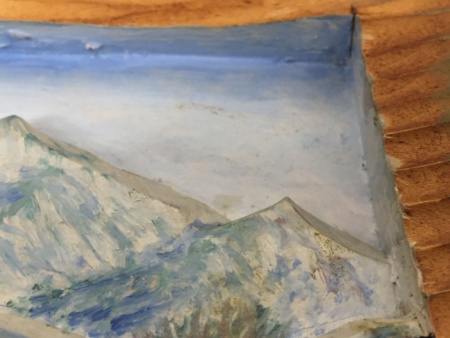 Set Of 3 Wood Carvings And Hand Painted European Austria Germany Landscapes Signed By Artist Paul Mochn? 1950's [Photo 30]