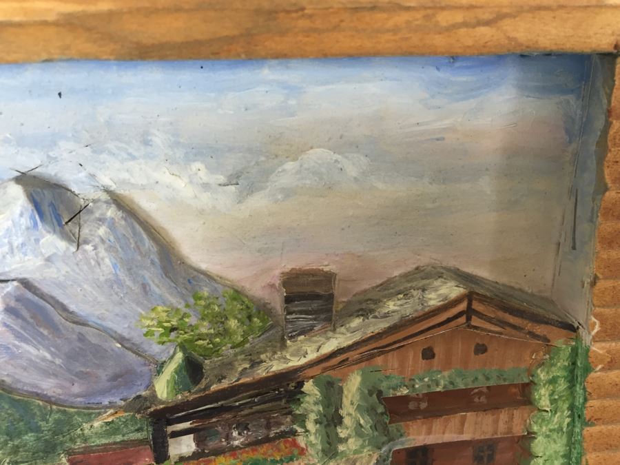 Set Of 3 Wood Carvings And Hand Painted European Austria Germany Landscapes Signed By Artist Paul Mochn? 1950's [Photo 15]