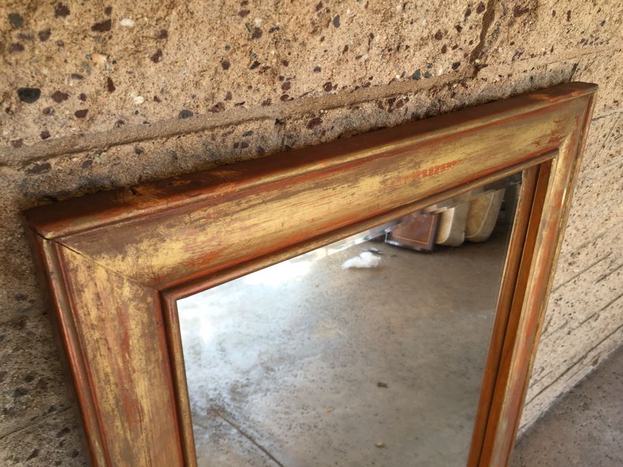 Vintage Beveled Glass Mirror With Wooden Frame [Photo 5]