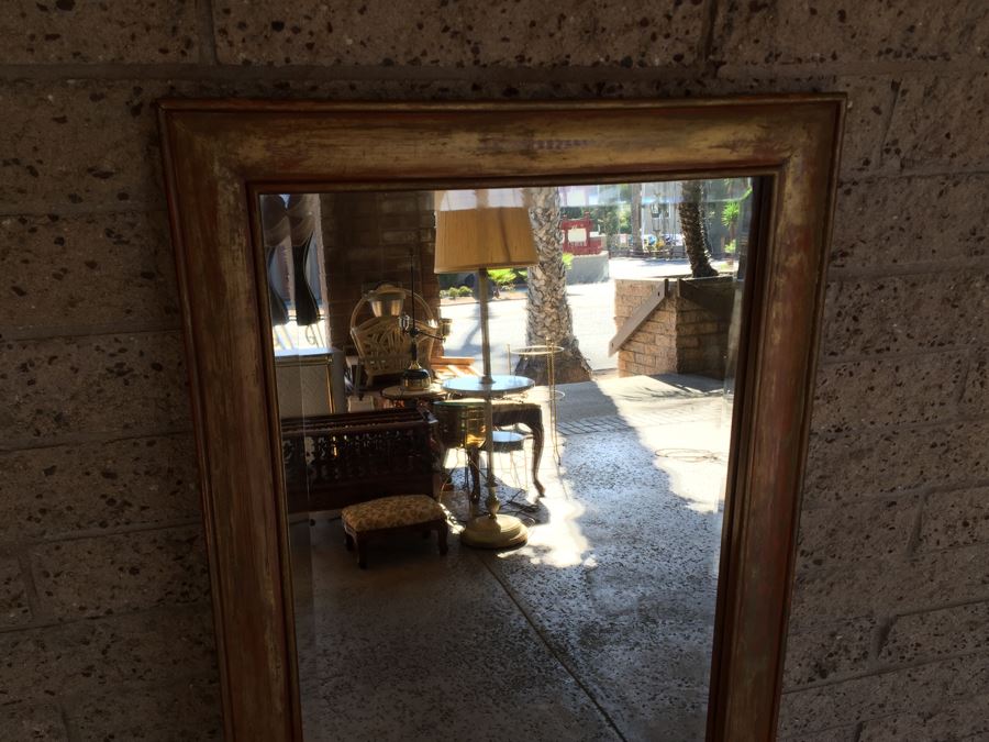Vintage Beveled Glass Mirror With Wooden Frame Beveled Glass Mirror With Wooden Frame