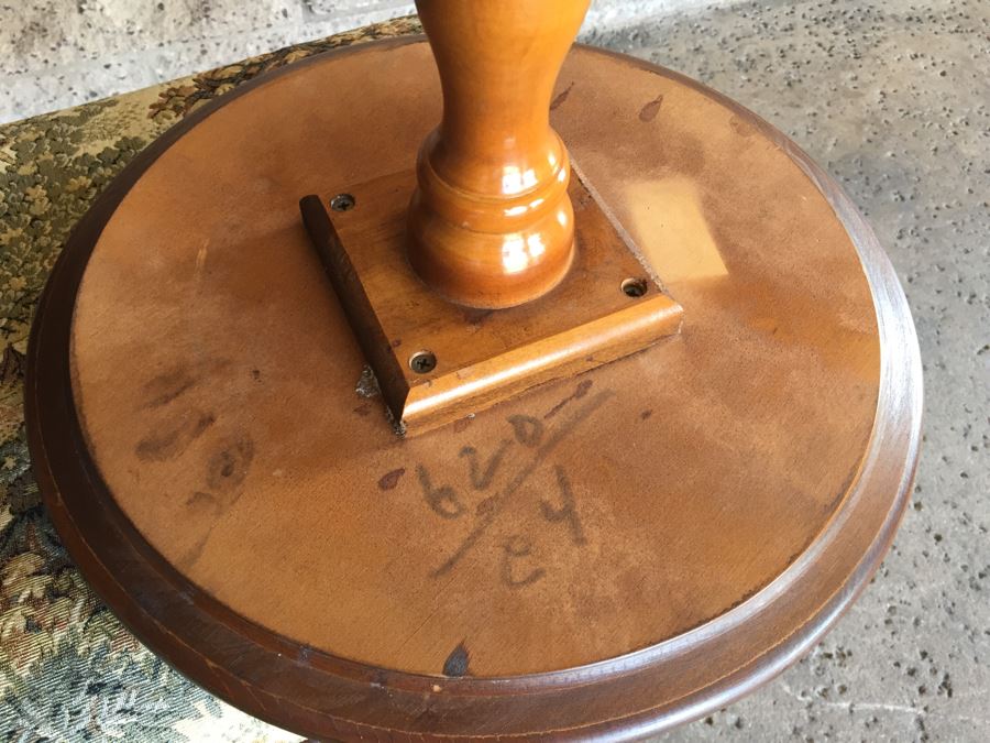 Wooden Pedestal Table With Travertine Top [Photo 7]