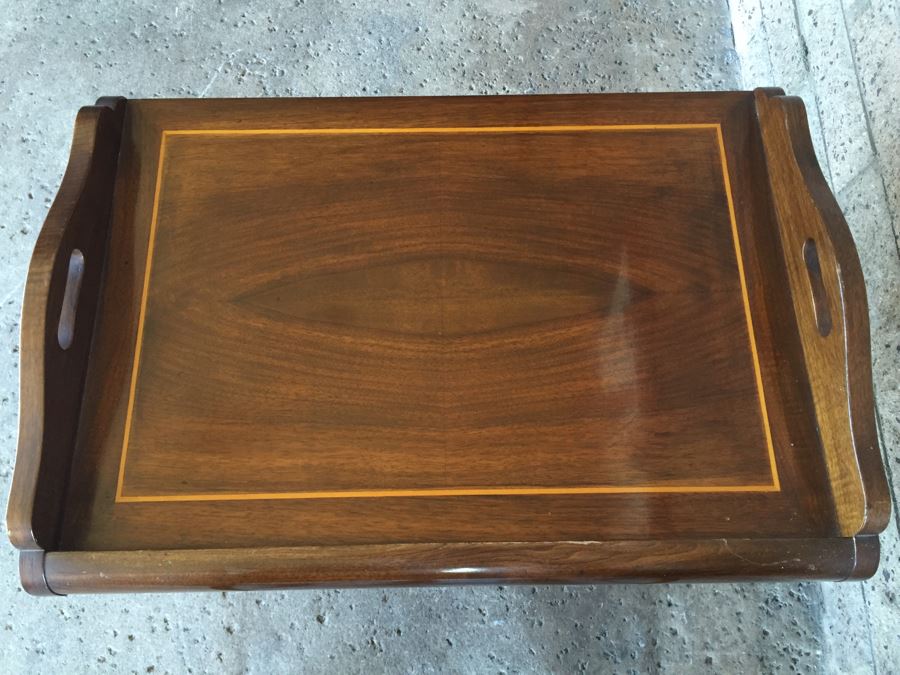 Pair Of Very Nice Wooden Inlay Trays With Separate Folding Stands And Built In Stands [Photo 6]