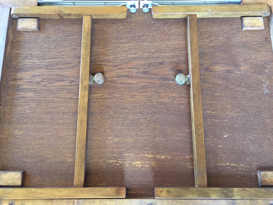 Pair Of Very Nice Wooden Inlay Trays With Separate Folding Stands And Built In Stands [Photo 16]