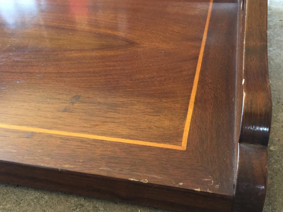 Pair Of Very Nice Wooden Inlay Trays With Separate Folding Stands And Built In Stands [Photo 14]