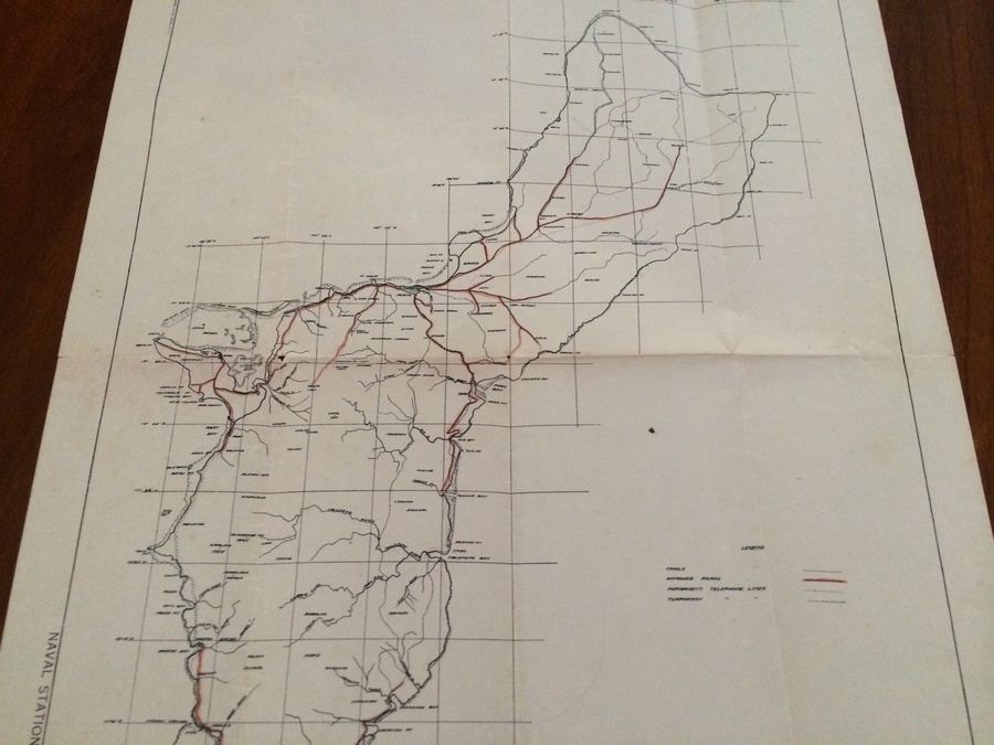 Early Guam 1927 Military Map U.S. Naval Station Guam