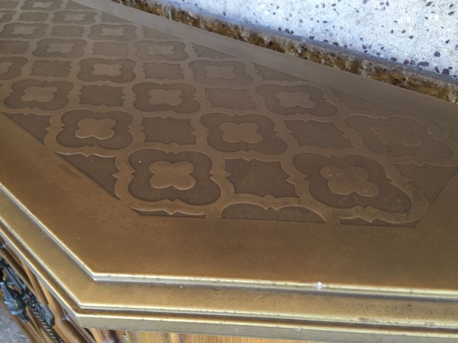 Vintage Solid Wood Cabinet Entry Console Table With Metal Hardware [Photo 8]