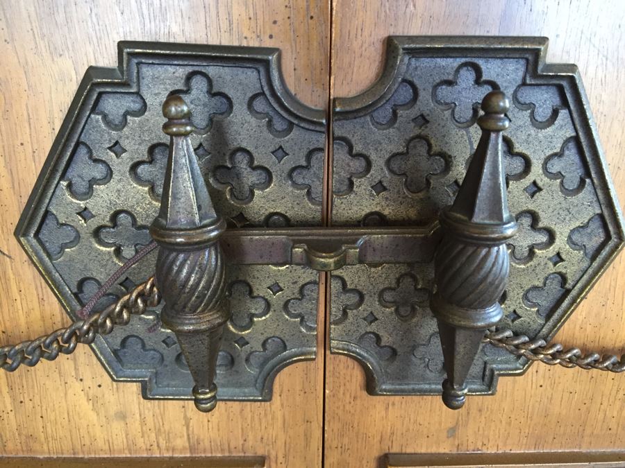 Vintage Solid Wood Cabinet Entry Console Table With Metal Hardware [Photo 2]