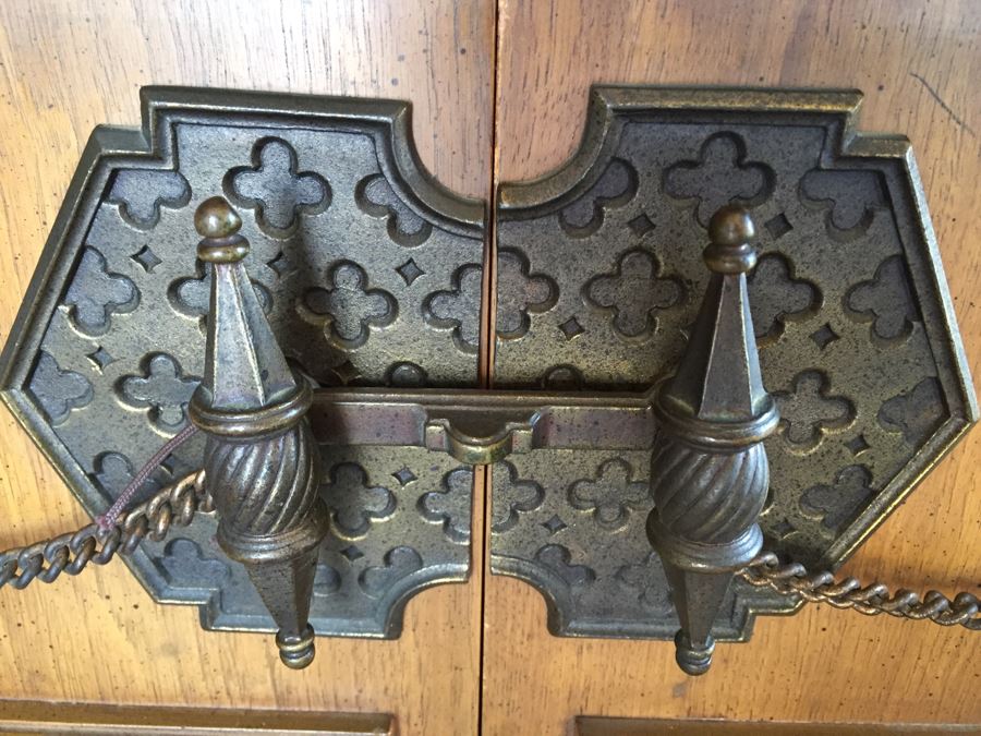 Vintage Solid Wood Cabinet Entry Console Table With Metal Hardware [Photo 11]