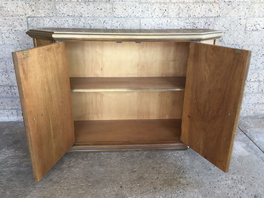 Vintage Solid Wood Cabinet Entry Console Table With Metal Hardware [Photo 3]