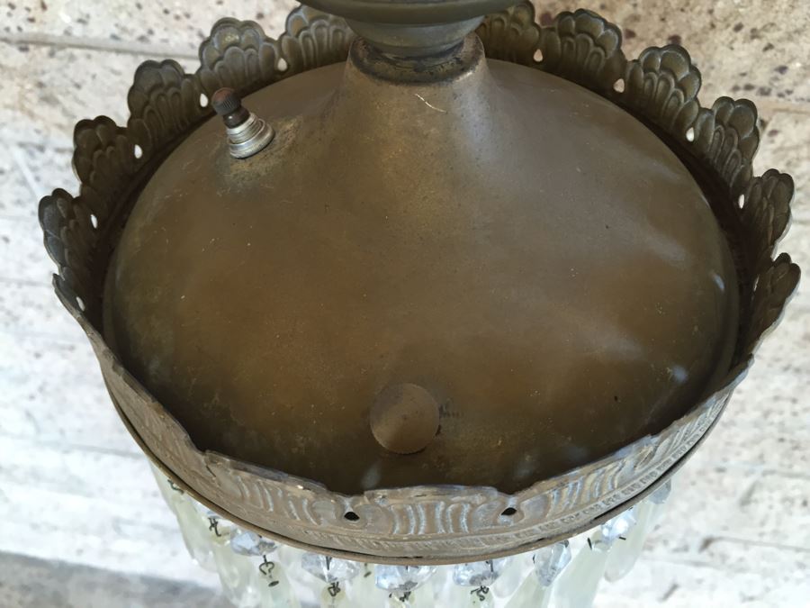 Stunning Vintage Crystal Floor Lamp With Gilt Wrought Iron Stand [Photo 15]