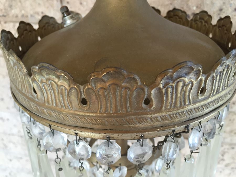 Stunning Vintage Crystal Floor Lamp With Gilt Wrought Iron Stand [Photo 6]