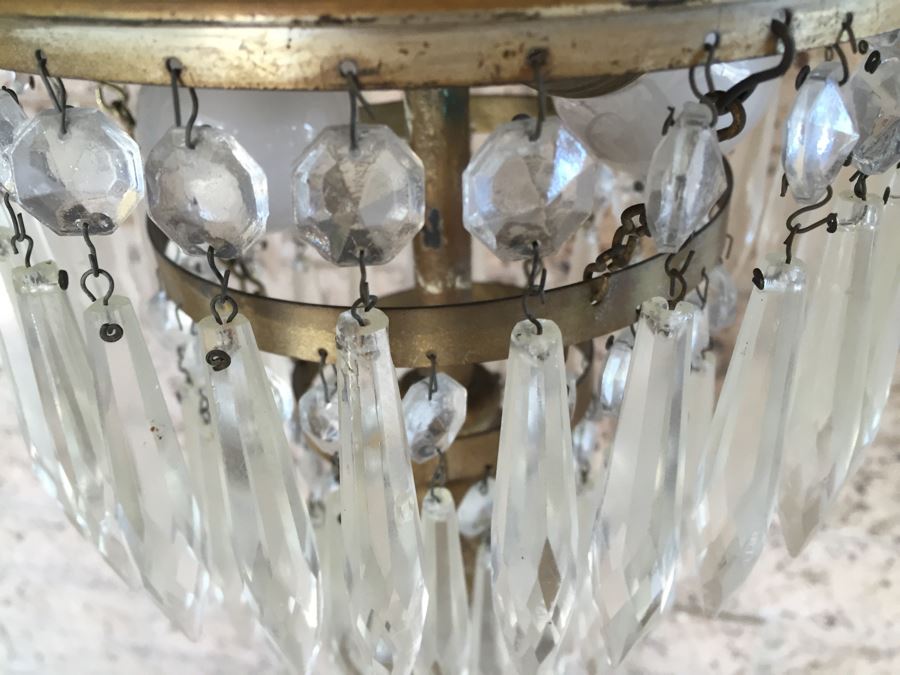 Stunning Vintage Crystal Floor Lamp With Gilt Wrought Iron Stand [Photo 7]