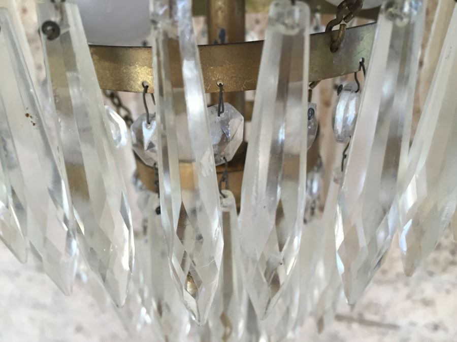 Stunning Vintage Crystal Floor Lamp With Gilt Wrought Iron Stand [Photo 8]