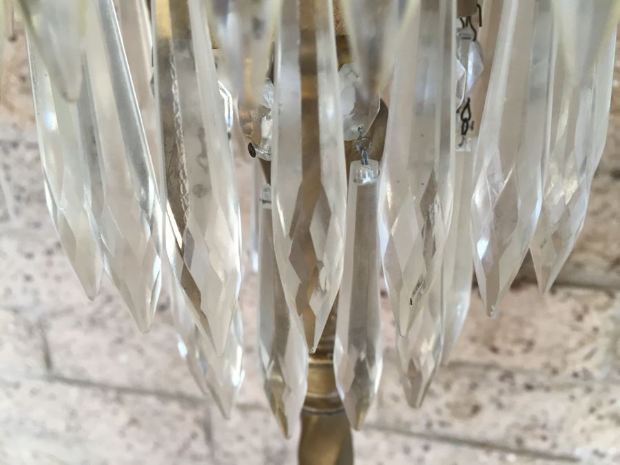 Stunning Vintage Crystal Floor Lamp With Gilt Wrought Iron Stand [Photo 9]