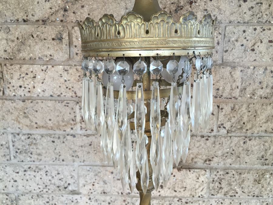 Stunning Vintage Crystal Floor Lamp With Gilt Wrought Iron Stand [Photo 5]