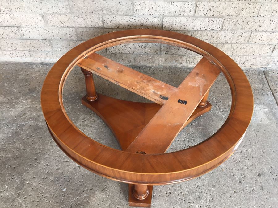 Heirloom Quality WEIMAN Round Coffee Table With Italian Marble Top [Photo 10]