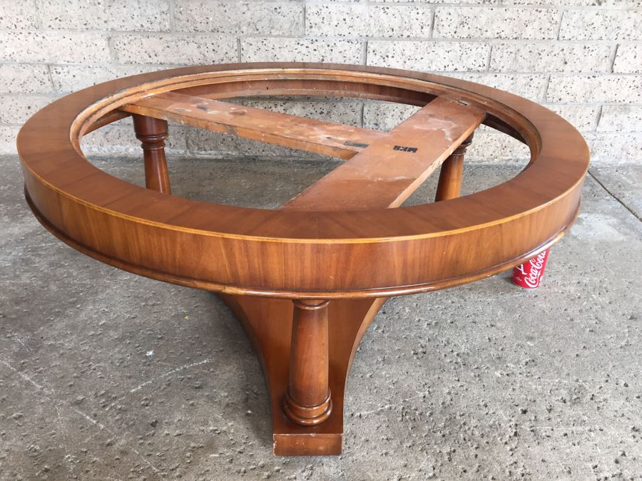 Heirloom Quality WEIMAN Round Coffee Table With Italian Marble Top [Photo 6]