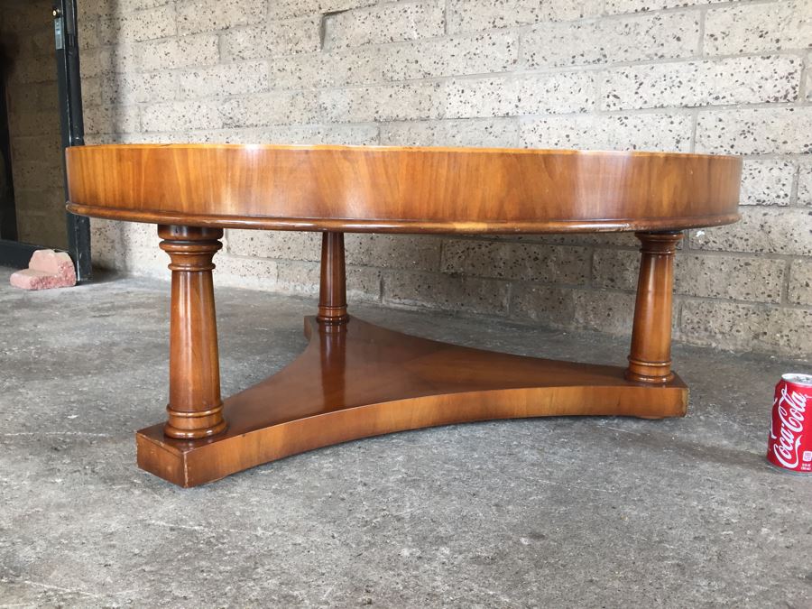 Heirloom Quality WEIMAN Round Coffee Table With Italian Marble Top [Photo 15]