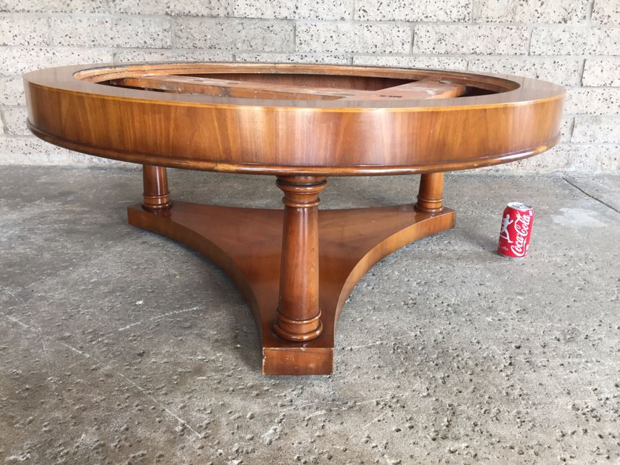 Heirloom Quality WEIMAN Round Coffee Table With Italian Marble Top [Photo 7]