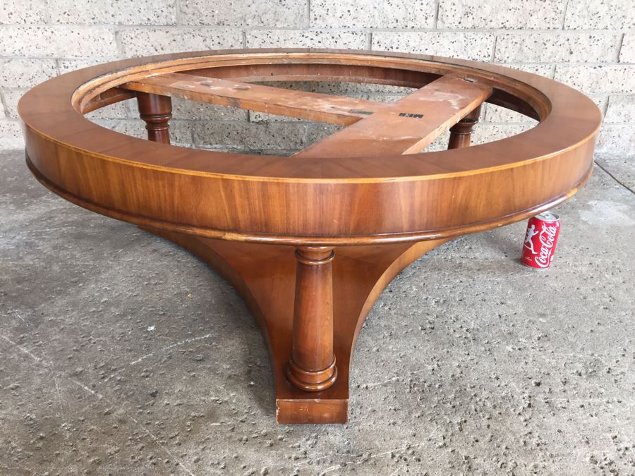 Heirloom Quality WEIMAN Round Coffee Table With Italian Marble Top [Photo 4]