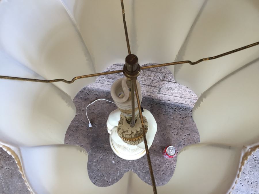 Tall White And Gold Plaster Woman Lady Italian Table Lamp With Exquisite Lamp Shade [Photo 10]