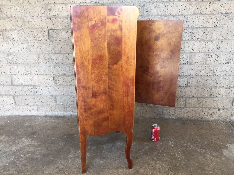 Stunning Vintage Liquor Bar Cabinet With Lock And Skeleton Key With Brilliant Red Streaks Throughout Wood [Photo 7]