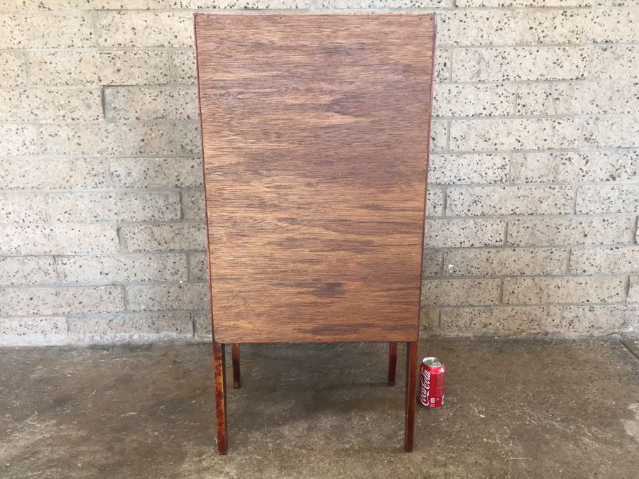 Stunning Vintage Liquor Bar Cabinet With Lock And Skeleton Key With Brilliant Red Streaks Throughout Wood [Photo 19]